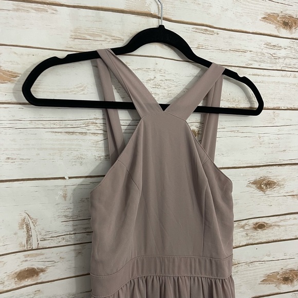 Lulu’s Taupe Air of Romance Formal Maxi Dress Prom Bridesmaid - Picture 3 of 6